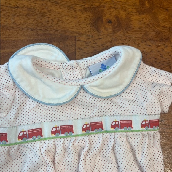 Eyelet and Ivy 100% Pima Red Polka Dot firetruck embroidered bubble size 6M - Picture 5 of 6